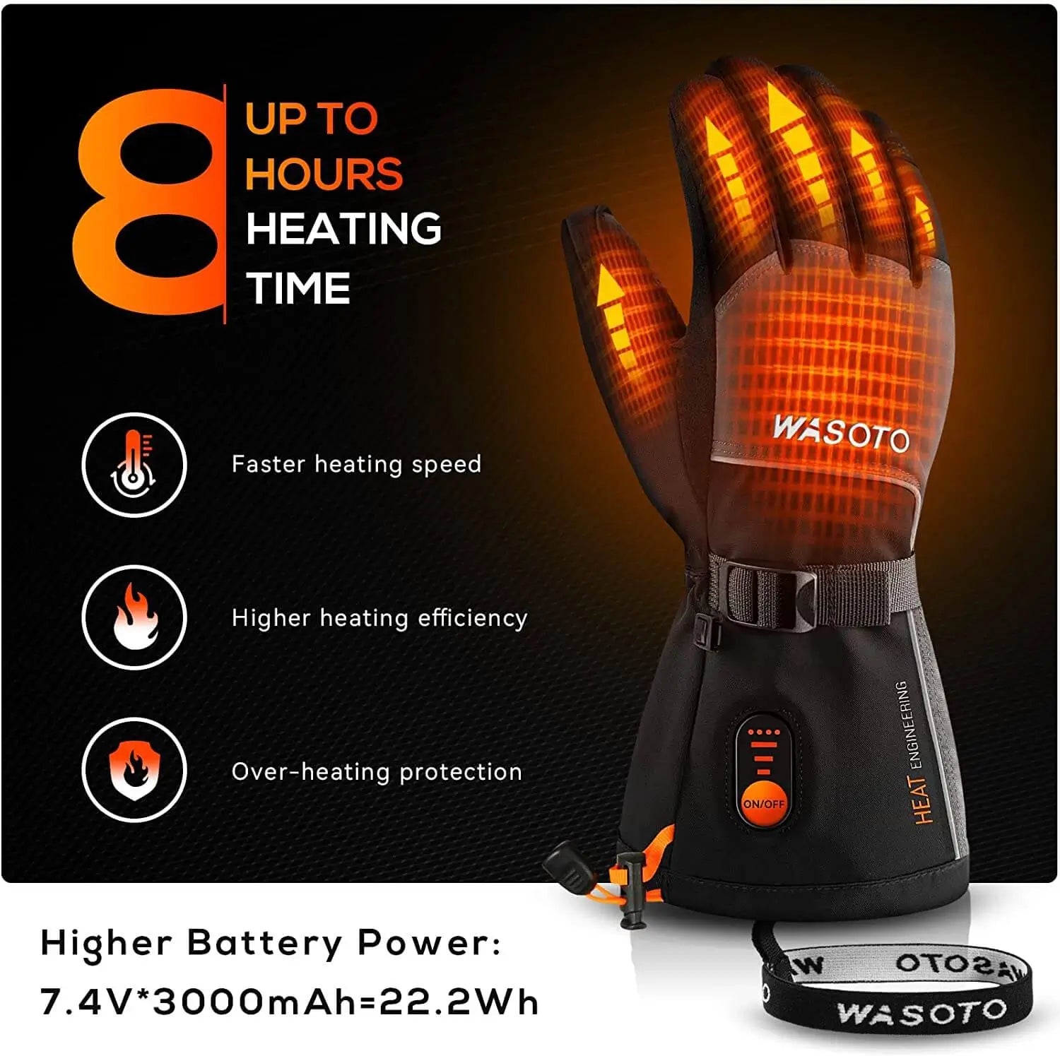 intelligent heating handschuhe WG001 Klassische beheizte Handschuhe – Schwarz – WASOTO HEAT